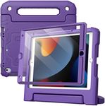 JETech Kids Case for iPad 10.2-Inch (9th/8th/7th Generation, 2021/2020/2019) with Built-in Screen Protector, Shockproof Full-Body Handle Stand Tablet Protective Cover (Purple)