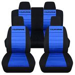 Totally Covers compatible with 2011-2014 Ford Mustang 2-Tone Seat Covers with Your Name/Text: Black & Blue - Full Set