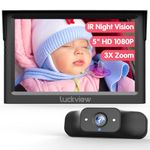 LUCKVIEW BM1 Baby Car Camera, 5'' 1080P Mirror Monitor with IR Night Vision, 3X Zoom in Closer, Full Crystal Clear View for Back Seat Rear Facing, 5 Mins Easy Installation