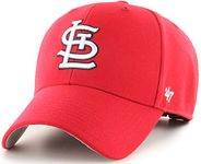 47 MLB Team Color Primary Logo MVP Adjustable Hat, Adult One Size Fits All - St Louis Cardinals - Red, Red