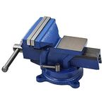 findmall Heavy Duty Bench Vise 360 Swivel Base Bench Vise Table Top Clamp with Lock, Big Size Anvil Top (6'')