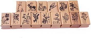 15pcs Wood Rubber Stamp DIY Diary S
