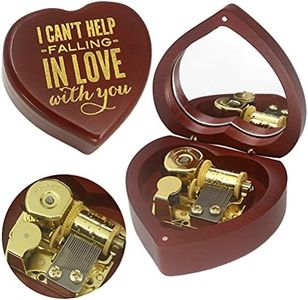 SOFTALK Solid Heart-Shaped Music Box Retro Music Box Christmas Birthday and Valentine's Day Gifts for Boy and Girl Friends (Wine Red Box, Tune : Can't Help Falling in Love)