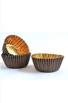 Bakerelation Brown and Gold Cupcake Liner/Muffin Liner Chocolate Paper Cupcakes Bake and Serve (30mmx18.5mm)- Pack of 100 Pieces