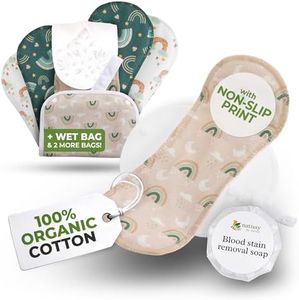 Non-Slip Reusable Period Pads for Teen Girls (S+M, 6-Pack); High-Temp Washable Organic Cotton Cloth Pad; Reliable, Non-Irritating, Soft Reusable Pads Menstrual for Secure & Comfortable First Period