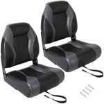 GarveeLife 2 Pack High Back Folding Fishing Boat Seat,Folding Boat Seats Stainless Steel Screws Included,Fishing Boat Chair With Thickened Sponge Padding and Hinge for Sightseeing Boat,Speedboat
