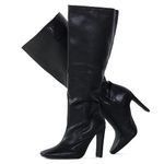 RF ROOM OF FASHION Women's Plus Size Square Toe Knee High Dress Boots (Wide Calf Wide Width), Black Pu (4" Heel), 9 Wide