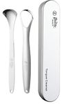 Beauté Secrets Tongue Cleaner Set With Travel Case for Men, Women and Kids, Silver