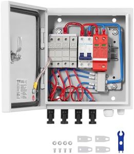 VEVOR Caja Combinadora Fotovoltaica, 4 Cuerdas, Caja Combinadora Solar con Fusible de Corriente Nominal de 15 A Conector Solar, Caja de Acero para Sistema de Panel Solar de Red de Encendido, Apagado