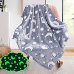 Star Grey Blanket for Babies 30x40Inch Kids Throw Blanket for Boys Girls Soft Cozy Cute Star Blanket for Sofa Couch Bed Soft Plush Warm Receiving for Newborns Glow in The Dark Star Baby Blanket Gifts