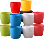 Plastic Cool Pot 5 INCHES (12 Pcs)| Garden Planters forHome| Plant Container Set| Drip Trays Pots| Plastic Pots with Saucers, Multic colorus