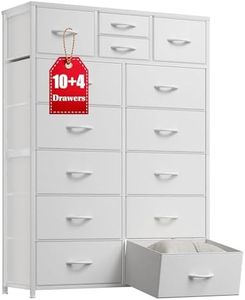 EnHomee White Dresser with 10+4 Storage Drawers, Chest of Drawers, Sturdy Metal Frame & Wood Top,Bedroom, Hallway, Closets, Living Room, 52.2" H x 37.4" W x 11.8" D