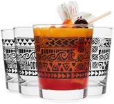 Libbey Tiki Kahiko Rocks Glass, Black, 13-Ounce, Set of 4