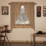 VHC Brands Millsboro Window Curtains, Prairie Short Panel Scalloped Set of 2, Tan, 63x36x18