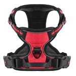 Belababy Dog Harness Small Dog, Dog Harness No Pull Adjustable Soft Padded Dog Harness with Easy Control Handle, Reflective Front Clip Dog Harness, Red S