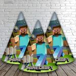 Party Baazaar Minecraft Caps for Birthday Theme Party | Birthday Caps for Kids | Birthday Celebration Party Caps | Party Hats for Kids Birthday | Cap for 1st Birthday (Pack of 10)