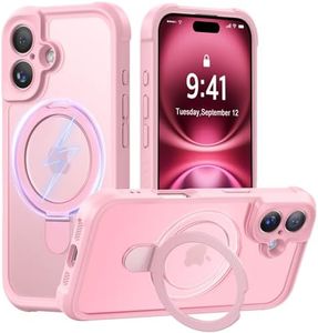 MOCCA Design for iPhone 16 Case with Magnetic Invisible Stand [Full Camera Protection] [Compatible with Magsafe] Military Drop Shockproof Translucent Matte Phone Case Cover 6.1",Pink