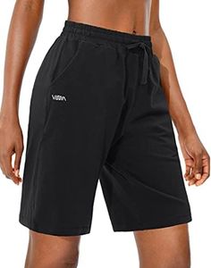 Viodia Women's Bermuda Cotton Shorts with Deep Pockets Jersey Lounge 9" Long Shorts for Women Walking Athletic Pajamas Shorts, Black, XX-Large