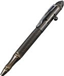 SZHOWORLD Creative Solid Brass Bolt Action Pen with Tungsten Steel Tip, Heavy Duty Pocket Pen for Gift Business Office EDC Signature (Retro Black)