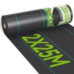 iropro 2m x 25m Heavy Duty Weed Control Membrane Garden Weed Barrier Fabric for Landscaping Driveway Gravel Artificial Grass Lawn Underlay Black Woven Roll Ground Cover