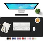 TOWWI PU Leather Desk Pad with Suede Base, Multi-Color Non-Slip Mouse Pad, 32” x 16” Waterproof Desk Writing Mat, Large Desk Blotter Protector (Black)