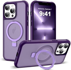 SKYLMW Compatible with iPhone 13 Pro Case with Invisible Magnetic O-Ring Stand Military-Grade Translucent Case for iPhone 13 Pro 6.1" [Compatible with MagSafe][Great Grip Feeling], Purple