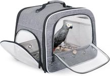 Bird Carry Carrier to Transport Large Size Parrot, Portable Bag with Metal Tray and Grid for Medium and Large Birds Like African Grey, Long Tail Cockatiel and Parrot (Grey, L)