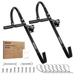 SMOQIO Ladder Stabilizer, 2 Pack Ladder Hook for Roof Fit Ladder Rung Less 2in Wide, Ladder Standoff Roof Suit O/D Rung Sizes, Heavy-Duty Steel User-Friendly Roofing Ladder with Reusable Zip Ties