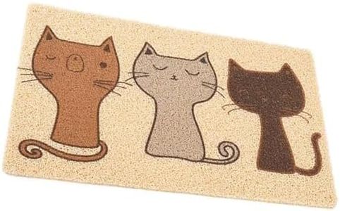 Cature Cat Litter Mat Claw Grinding Mat Litter Mats - Cat Pattern Breathable Pet Non- Slip PVC Feeding Mat- Pet Bowl Tray Mat Suitable for Cats, Dogs and Puppies Plastic Floor Cat Mat (Small)