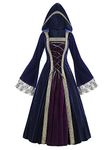 maxToonrain Medieval Costume Women Pink,Women's Halloween Costumes Renaissance Dress Burgundy Vintage Gothic Velvet Victorian Dresses World Book Fancy Dress For Women(Blue，M)