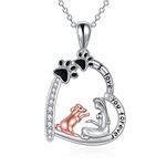 YAFEINI Dog Necklace for Women Girls Dog Lover Sterling Silver Dog and Girl Love Heart Paw Puppy Birthday Jewellery GIfts