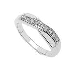 The Diamond Ring Collection: Beautiful Channel Set 0.04Ct Diamond Crossover Eternity Ring in Sterling Silver Size (M)