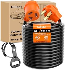 Nilight 50FT EV Dryer Extension Cord 3 Prong 30 Amp NEMA 10-30P 10-30R Old Extensions Cable Heavy Duty 10 Gauge Pure Copper Wire UL Listed 125/250V for Level 2 Using