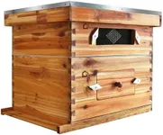 10-Frame Bee Hive Starter Kit for Beekeepers Dipped in 100% Beeswax Includes 1 Deep Box and 1 Medium Bee Box with Acrylic Window, Beehives Frames and Wax Foundations for Beginner Beekeepers