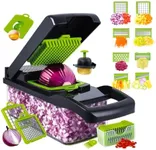 14-in-1 Vegetable Chopper, Mandoline Slicer and Food Processor - Kitchen Essentials for Effortless Food Prep - Includes Salad Spinner, Cheese Grater, Onion Chopper, French Fry Cutter, and More