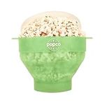 The Original Popco Silicone Microwave Popcorn Popper with Handles, Silicone Popcorn Maker, Collapsible Bowl Bpa Free and Dishwasher Safe - 15 Colors Available (Transparent Green)