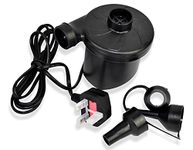 Vinsani Electric Pump, 150W High Power Electric Air Pump for Air Bed Mattress Inflatables Paddling Pool Beach Toys, AC 240V Quick-Fill Inflator Deflator with 3 Sizes Nozzle - Black