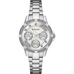 Bulova Ladies Crystal 96N109 Quartz Crystal Stainless Steel White Dial Watch