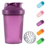 KANGSIT Protein Shaker Bottle 400ml with Stainless Steel Mixing Ball, BPA- and DEHP-free, Leakproof Flip On Lid- Protein & Supplement Shaker Bottle