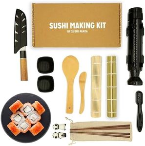 Sushi Panda® Complete Sushi Making Kit – Beginner-Friendly Set with Bamboo Rolling Mats, Sushi Bazooka, Nigiri Mold, Pro Knife & Gift-Ready Packaging – Authentic 13 -Piece Home Sushi Kit