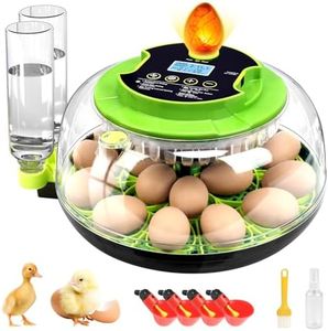 APODESS Incubators for Hatching Eggs, 18 Eggs Incubator with Egg Candler, Auto Egg Turner, Temp & Humidity Control, Hatch Day, 360° Viewing for Chicken, Duck, Quail, Ideal for Farm, School and Lab
