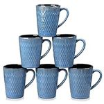 vancasso Pluvo Mugs Set of 6, 480ml Stoneware Coffee Cup and Mug, Microwave & Dishwasher Safe Tea Cups, Large Mugs for Hot Drinks, Blue