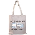 PLITI Hippo Tote Bag Hippopotamus Gift Hippo Lover Gift Yes I Really Do Need All These Hippos Inspirational Shoulder Bag(Need all hippos TGU)