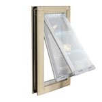 Endura Flap Double Flap Pet Door for Doors | All-Weather Insulated Flap | Durable Aluminum Frame with Secure Locking Cover | Interior and Exterior Door Installations | Tan, Medium, Double Flap