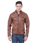 Customer Is The King Men's Biker Jacket (CustomerIsTheKing_CITK_29_L_Tan_Large)