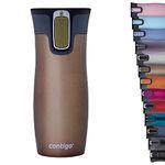 Contigo West Loop Autoseal Travel Mug, Stainless Steel Thermal Mug, Vacuum Flask, Leakproof Tumbler, Coffee Mug with BPA Easy-Clean Lid, 470 ml, Latte