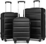 Kono Suitcase Set of 3 Hard Shell ABS Luggage Travel Trolley Case with 4 Spinner Wheels and TSA Lock (Black)