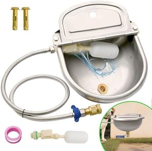 Boajf Automatic Dog Water Dispenser 1 Gallon with Drainage System & Auto Refill, 304 Stainless Steel, Includes Waterer, Drainage Water Valve, 2 Float Valve, Hose Quick Connector, for Horse, Chicken