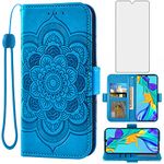 Asuwish Phone Case for Huawei P30 Wallet Cover with Tempered Glass Screen Protector and Leather Flip Credit Card Holder Stand Flower Folio Purse TPU Cell Accessories Hawaii P 30 ELE-L29 Women Men Blue