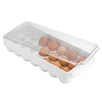 iDesign Refrigerator Storage Organizer for Kitchen, Covered Egg Holder - 21 Eggs, White/Clear